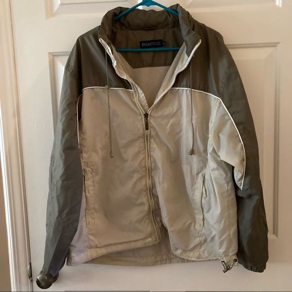PGA Tour Windbreaker Zipper Hood and Hidden Pockets